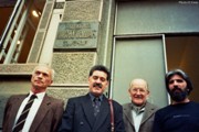 Tihomir Pavlović (urednik programa RTZ), Bora Dimitrijević, Nik Pasić, Dragiša Savić (vodič u muzeju)
